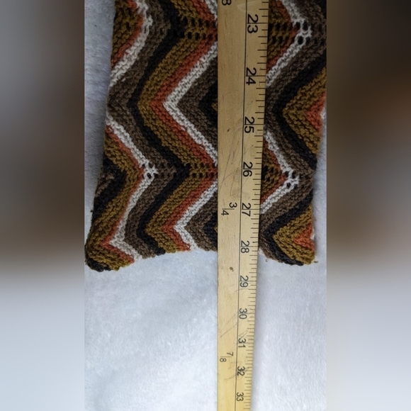 FREE PEOPLE Retro Wool Blend Brown Rhianon Chevron Sweater Dress Size SP - Picture 9 of 15